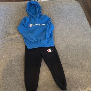 Champion Kids Blue Hoodie and Black Joggers